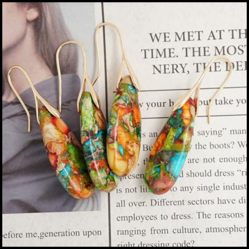 Statement Dangle Drop Earrings Gold Silver Healin… - image 6